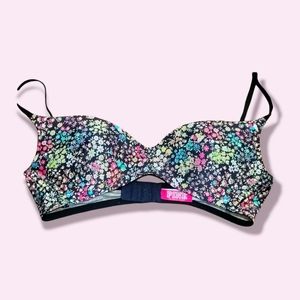 Pink Victoria's Secret 34B floral V-neck push-up